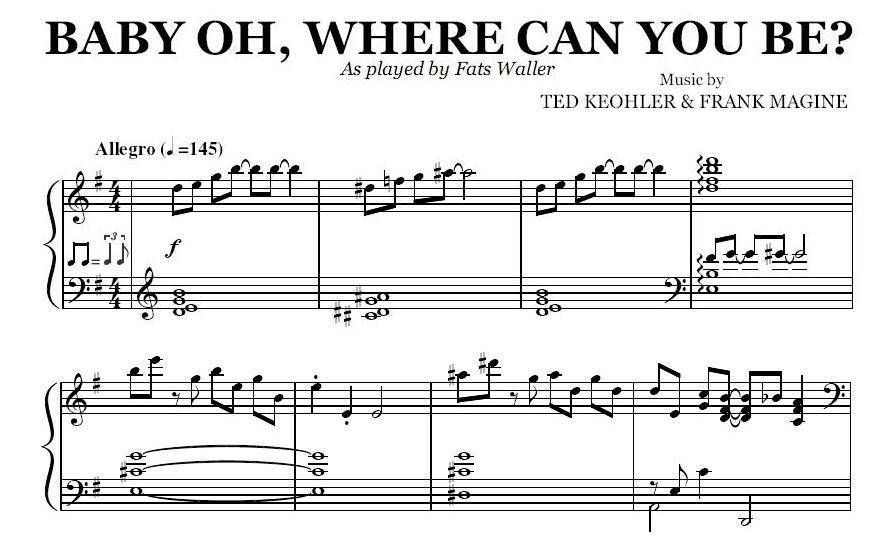 Baby Oh, Where Can You Be ? (PDF), by Fats Waller