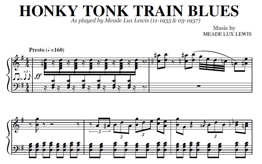 Meade Lux Lewis Honky Tonk Train Blues Pdf Jazz Transcription